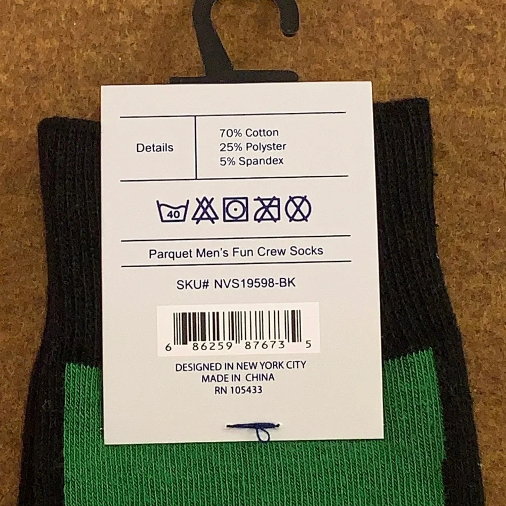 Parquet Mens 10-13 Black Green Zombie Monster Foot Novelty Crew Socks NWT